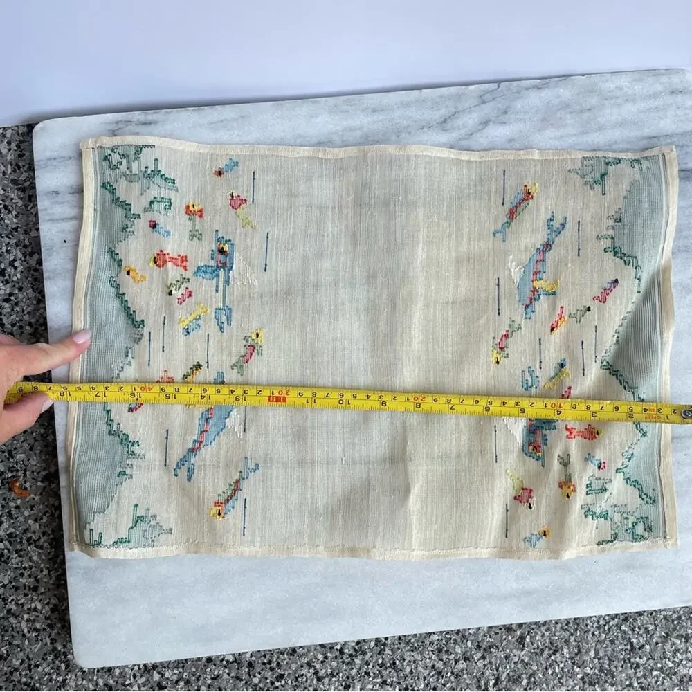 Vintage | Set Of 6 Boho Embroidered Fiber Art Placemats Ocean Sea Animals Fish